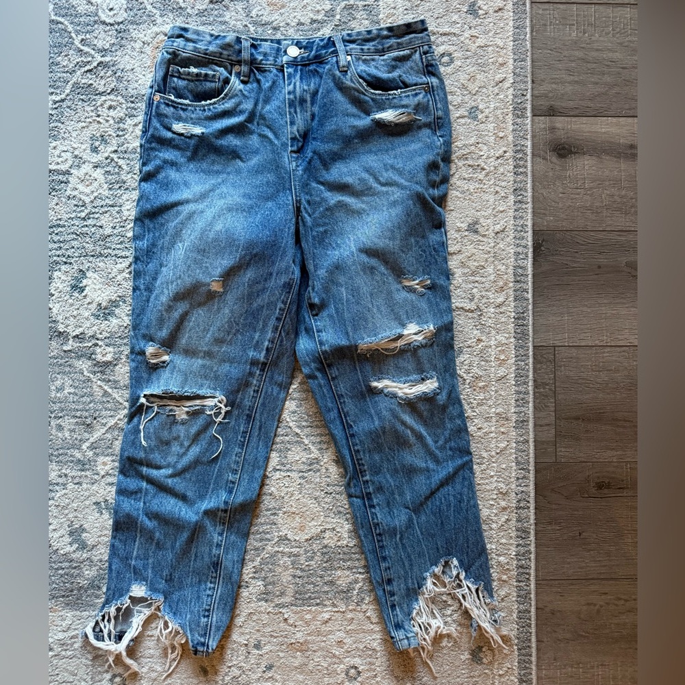 BLANKNYC Ripped Crop Blue Boyfriend Jeans